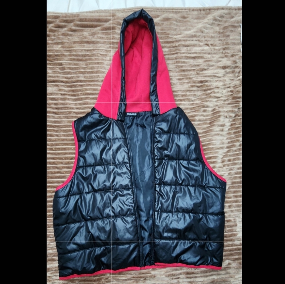 Black and red vest with hood